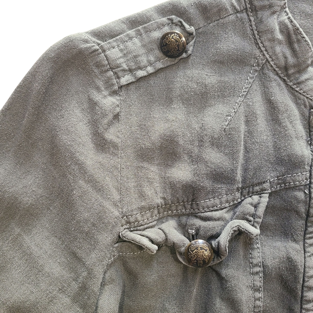 Free People Emilia Military Jacket Belted Lace Hem Utility Olive Small - Picture 8 of 14